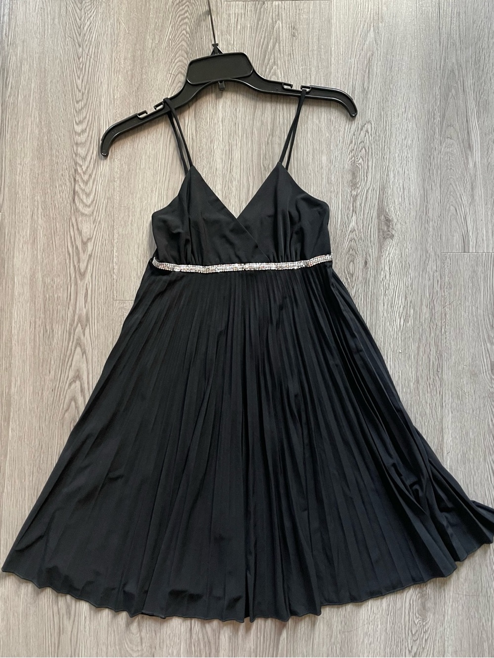 VTG Y2K Ruby Rox black mini dress with silver beaded waistband